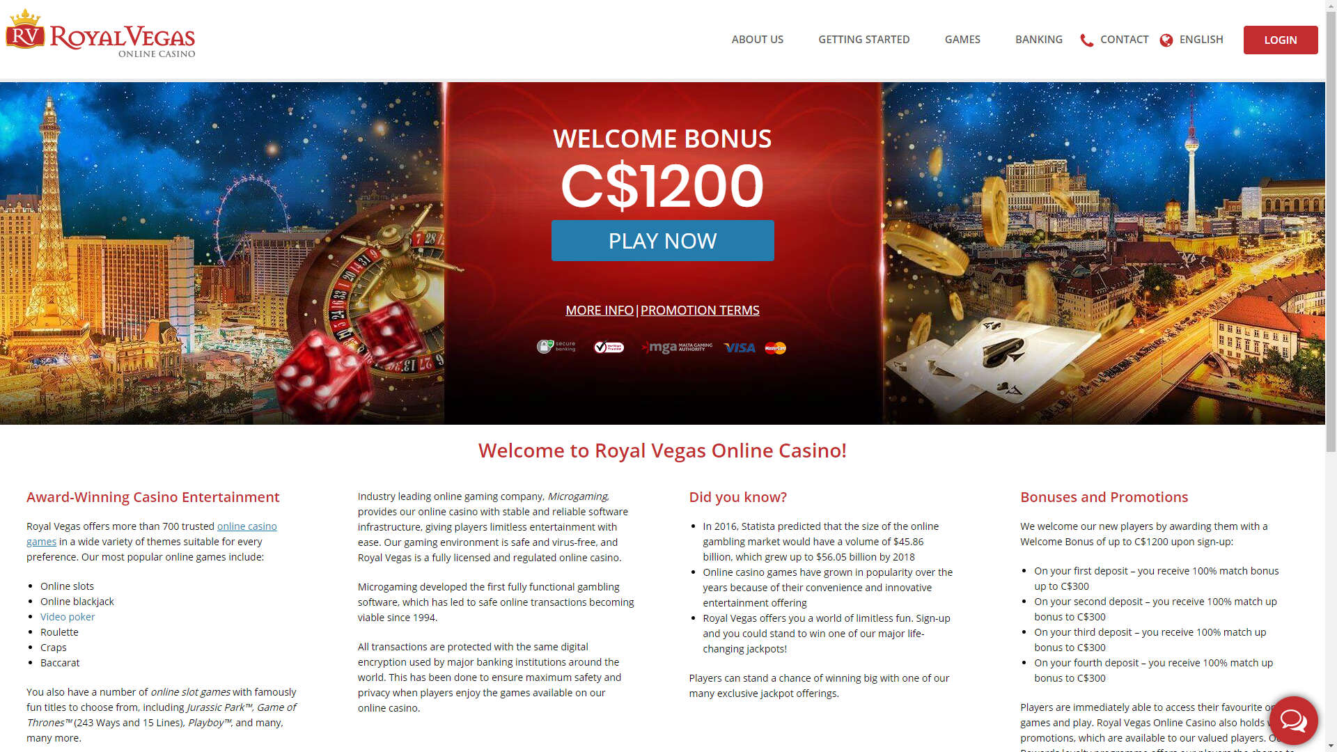 Royal Vegas Casino screenshot